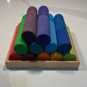 Vibrant Wooden Cylinder Building Set